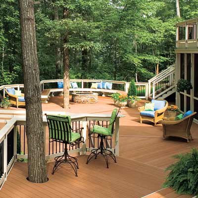 deck design for yards with trees