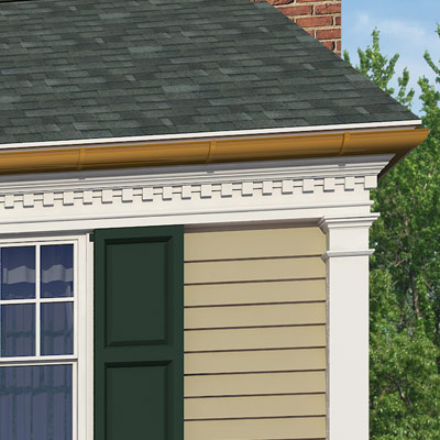 Copper gutters line this colonial home after photoshop redo