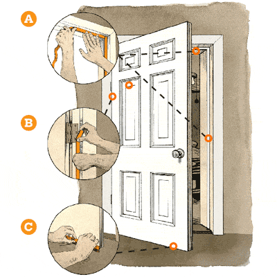 door weatherstripping step-by-step how-to illustrations