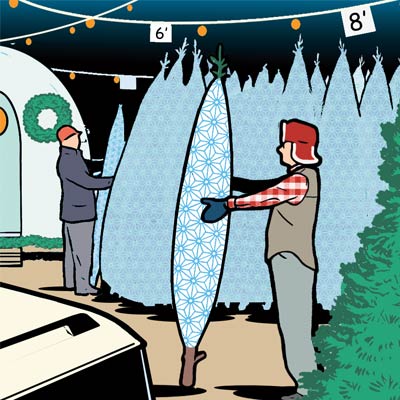 Wrapping a Christmas tree