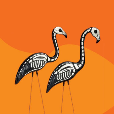 skeleton flamingos for the yard during Halloween