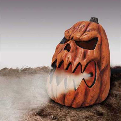 a jack-o'-lantern fog machine