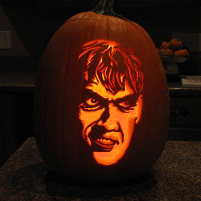 Lurch carved into a pumpkin