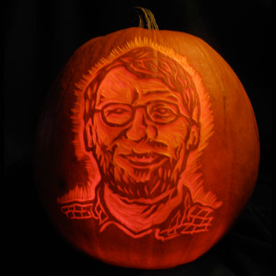 Norm Abram carved into a pumpkin