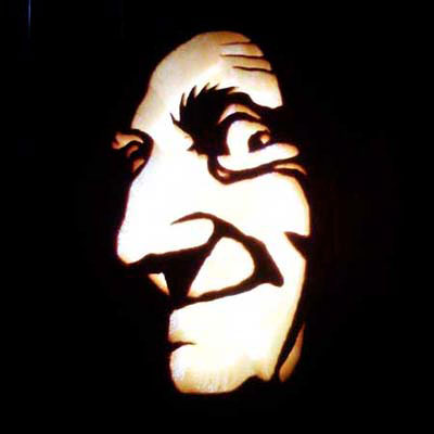 Marty Feldman carved into a pumpkin