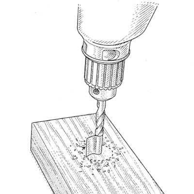 illustration of drilling pilot hole