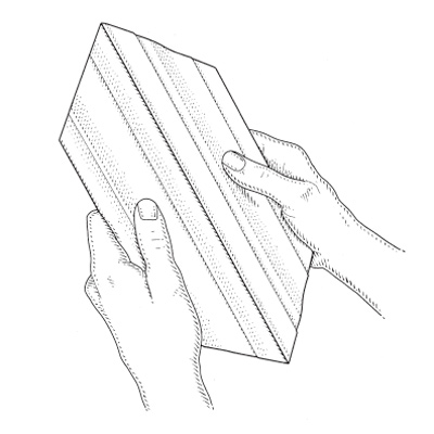 illustration of man sizing picture frame pieces