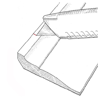 illustration of utility knife marking crown molding