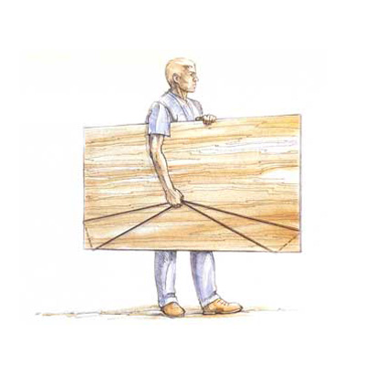 illustration of man carrying plywood