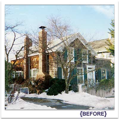 front view of this whaling cottage before whole house remodel