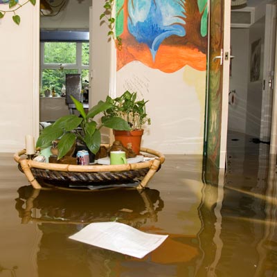 flooded home interior