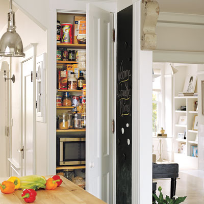 Salvaged pantry door in the remodeled Miller Pelaez family kitchen
