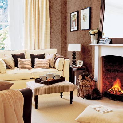living room with twist on traditional design 