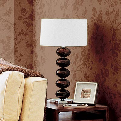 living room with sculptural table lamp