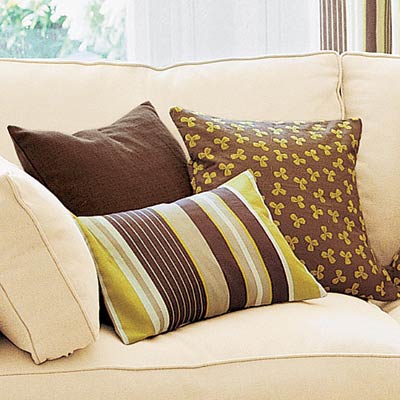 living room with perky throw pillows