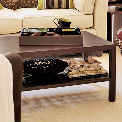 living room with angular coffee table