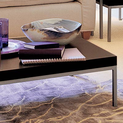 living room with sleek accent tables
