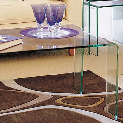 living room with mod accent tables