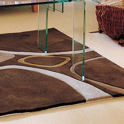 living room with abstract area rug