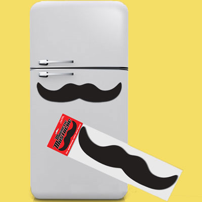 a large mustache-shaped refrigerator magnet