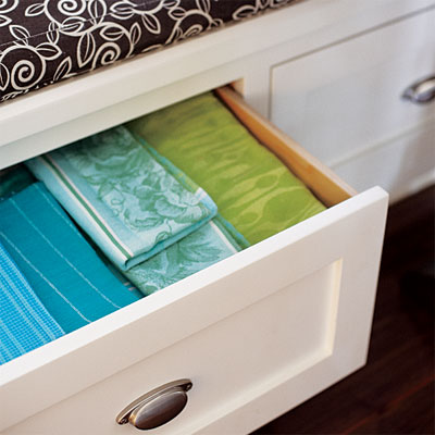 details of the banquette from this sunny kitchen remodel