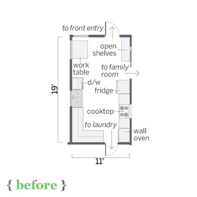 floor plan of  this sunny kitchen before remodel