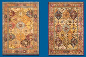 2 types of oriental rugs, both from a Persian design, one handmade, the other factory made