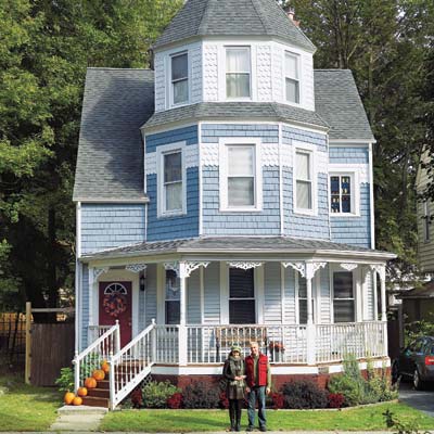 Remodeled front exterior of a queen anne home