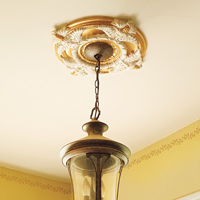 Painted medallion ceiling fixture
