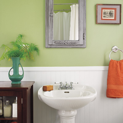 Queen anne bathroom sink and mirror after remodel