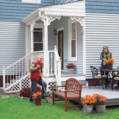 Queen anne backyard porch after remodel