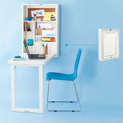a Murphy-style desk that mounts on the wall