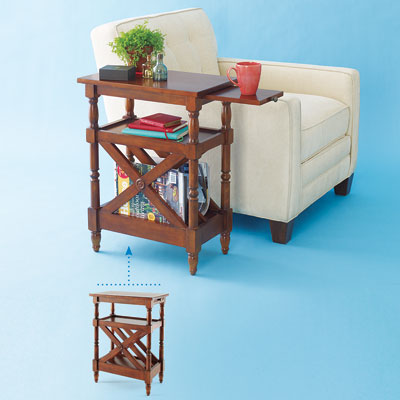 a sliding-shelf side table