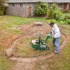 Removing the grass from the selected garden area 