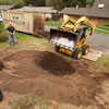 Filling the basin for the garden area 