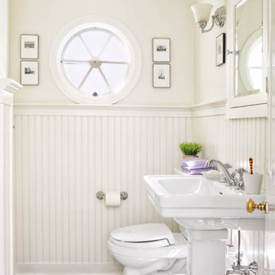 white bathroom in colonial revival home