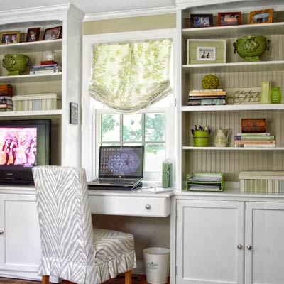 custom built-ins in office of colonial revival home