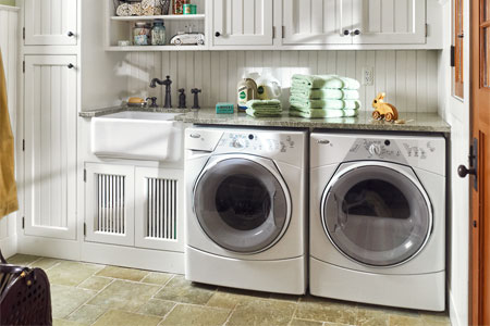 Mobile Home Remodeling on Remodeled Laundry Room With Green Towels