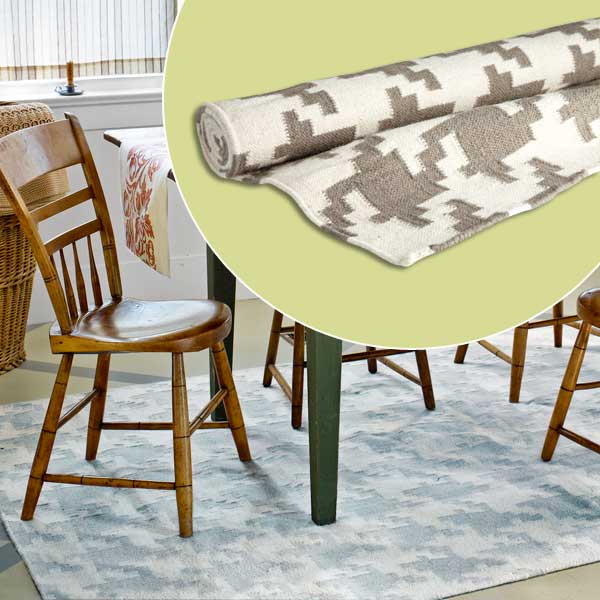 get this look festive farmhouse dining room with houndstooth print area rug