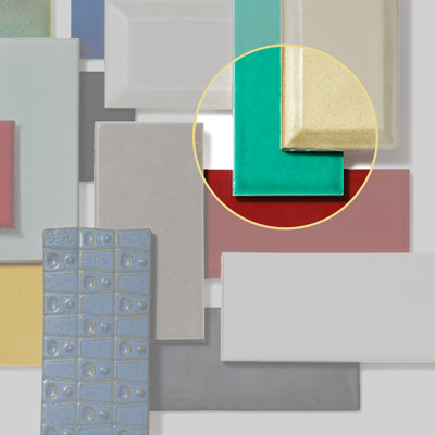 ceramic subway tile in teal gloss