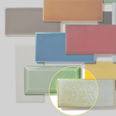 ceramic subway tile in blue matte with stone-like finish 