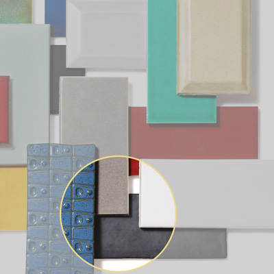 ceramic subway tile in antique pewter gloss that mimics metal