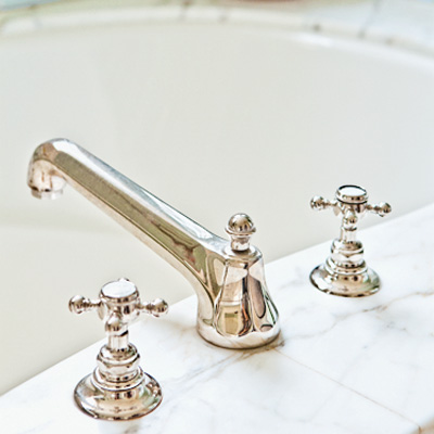 cross handle bath faucets with polished-nickel finish