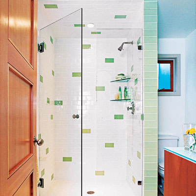 Bathroom with accent tiles 