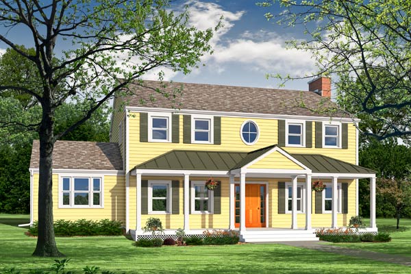 Photoshop remodel of a two-story, Neo-Colonial house