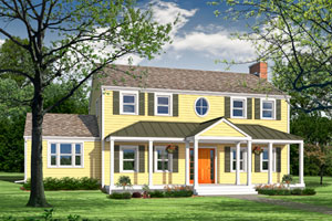 a photoshop remodel of a two story Neo-Colonial