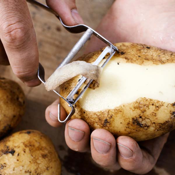 peeling potatoes