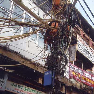 a mess of phone and cable wires from home inspection nightmares gallery twenty-seven