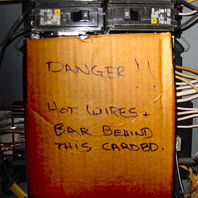 cardboard front cover for an active junction box from home inspection nightmares gallery twenty-seven
