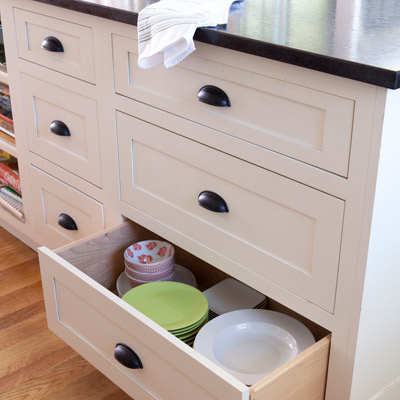 kitchen drawer storage in island 